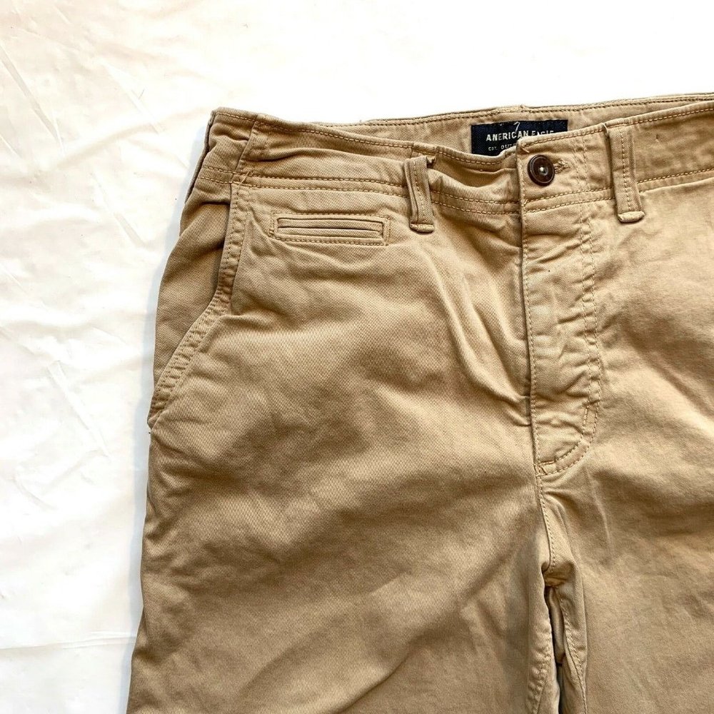 American Eagle Longer Length Chino Shorts Mens 29x12 Extreme Flex Khaki‎ NEW - Picture 4 of 12